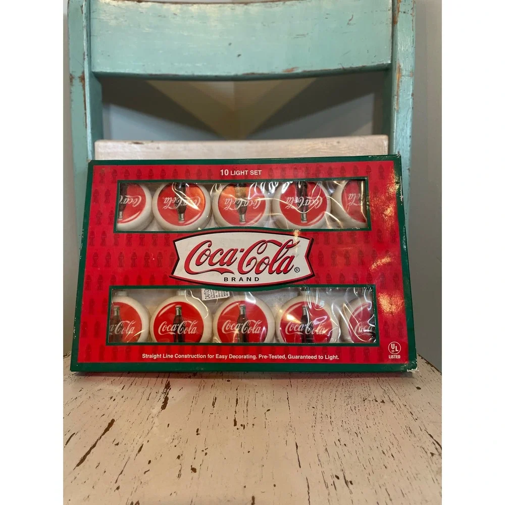 Coca-Cola Lot of 3 10 Light Set Circle‎ Logo Kurt S Adler Christmas String Light